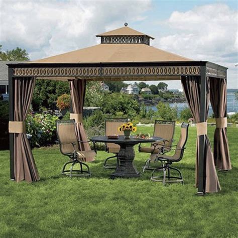 The tan color is a great addition to your backyard decor. Living Home 10 x 12 Gazebo Replacement Canopy Garden Winds