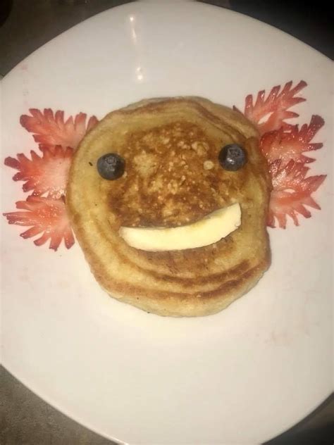 axolotl face pancake, by Megan Mazzochette | Food presentation, Axolotl