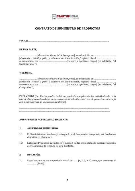 Contrato De Suministro De Productos