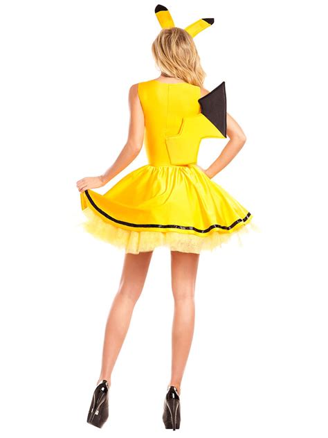 Sexy Pikachu Costume Halloween Pokemon Outfit Womens Yellow Dress With