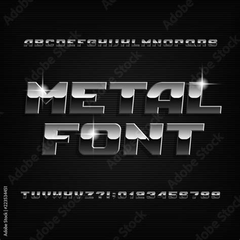 Beveled Metal Alphabet Font Chrome Effect Shiny Letters And Numbers