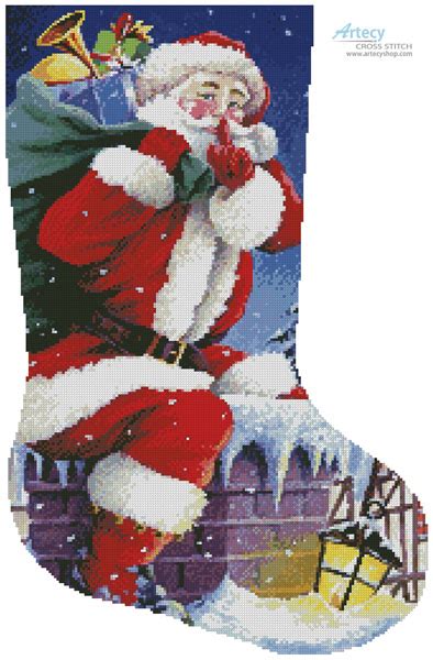 artecy cross stitch santa s here stocking right cross stitch pattern to print online