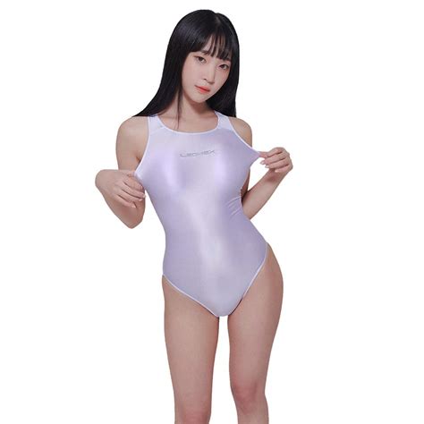 Buy Leohex Sexy Satin High Glossy Bodysuit Shiny Leotard One Piece Swimsuit Japan Skinsuit