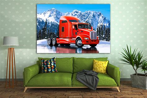 Print On Canvas Truck Canvas Kenworth Truck Décor Truck Print Etsy