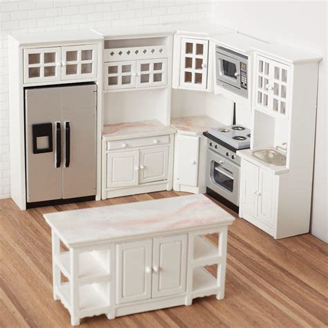 See more ideas about miniature kitchen, doll house, dollhouse miniatures. Dollhouse Miniature White with Marble Kitchen Set - Kitchen Miniatures - Dollhouse Miniatures ...