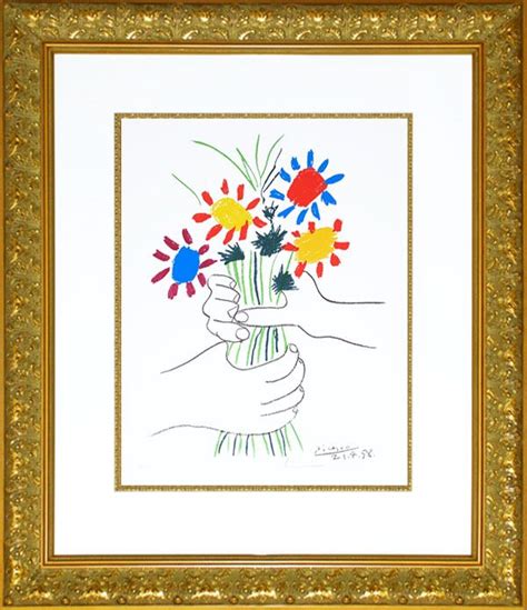 Picasso Litografía Bouquet Of Peace 1958 Vendido Framed Art