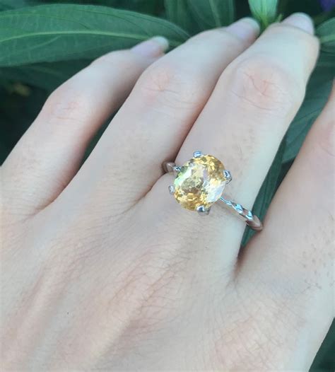 Genuine Yellow Topaz Oval Solitaire Prong Ring Citrine Etsy