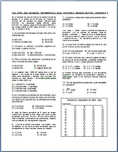 Matematicos1234 EvaluaciÓn Tipo Icfes Periodo Ii