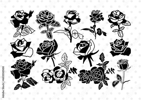 Rose Svg Cut Files Rose Silhouette Flower Svg Floral Svg