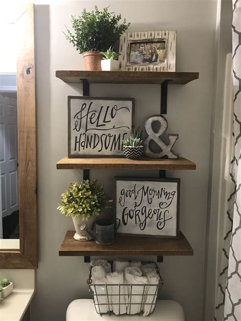 Farmhouse bathroom organizers bathroom shelves bathroom organization bathroom storage bathroom wall master bathroom organization ideas glass bathroom jacuzzi bathroom. Rustic farmhouse shelves | Rustic bathroom diy, Small ...