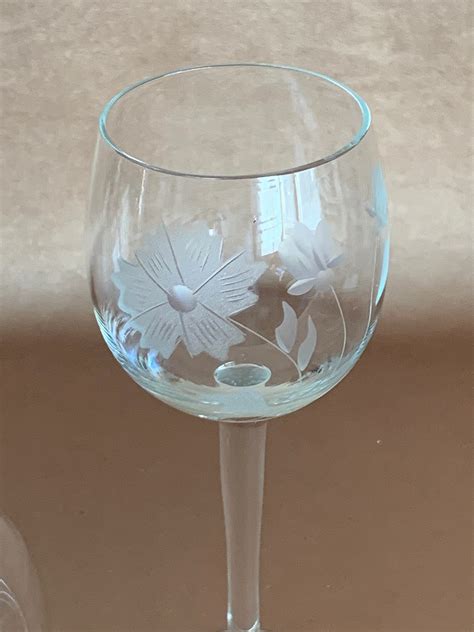 Etched Crystal Wine Glass Toscany Romania Hand Blown Glass Etsy