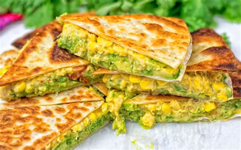 Cheesy Corn And Smashed Avocado Quesadillas Vegan One Green Planet