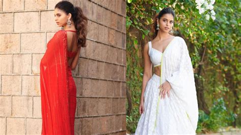 Fashion Friday Suhana Khan Is A Vision In White And Looks Ravishing In Red In Manish Malhotra