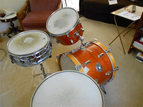 1967 Rogers 3 Piece Drum Set With 1967 Ludwig Chrome Snare For Sale