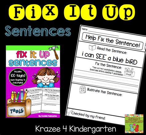 I Teach Kinder Kindergarten Teaching Resources Fix It Up Sentences