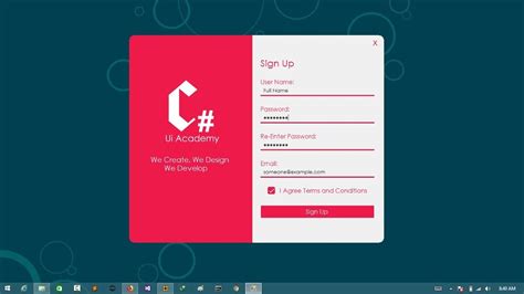 Designing A Modern Signup Form In Winform App Visual C Youtube