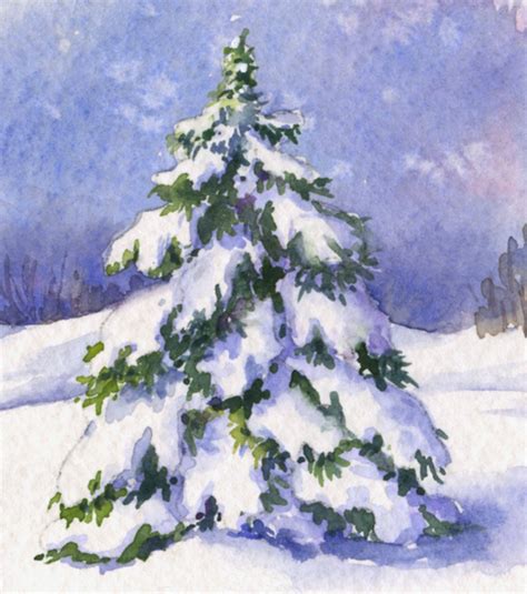 Everyday Artist How To Paint A Snow Covered Evergreen Tree Technique 1