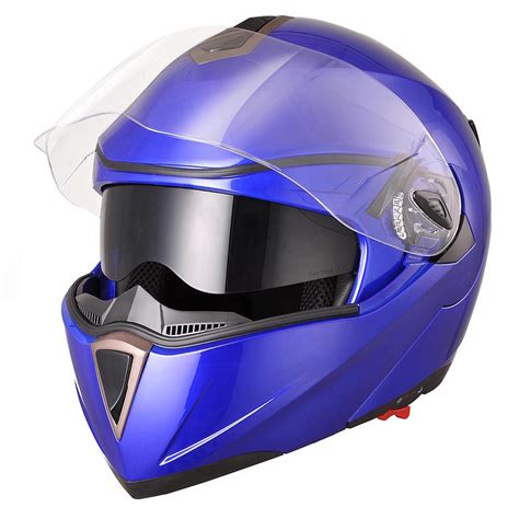 dot full face flip up motorcycle helmet dual visor bike motocross racing blue l ebay