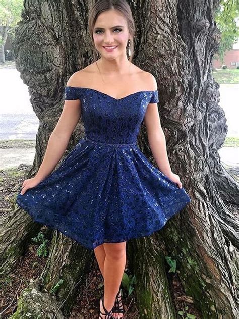 Royal Blue Off Shoulder Lace Homecoming Dresses 180815 Homecoming