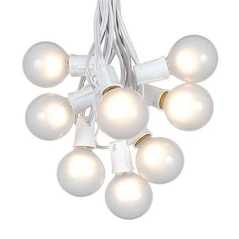 100 Frosted White G50 Globe String Light Set On White Wire Novelty