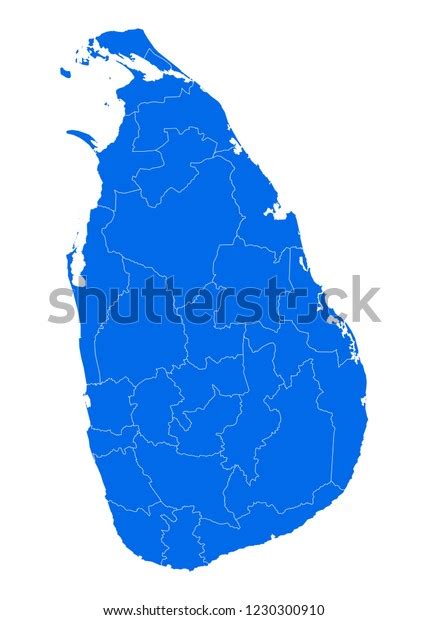 High Detailed Blue Map Sri Lanka Stock Vector Royalty
