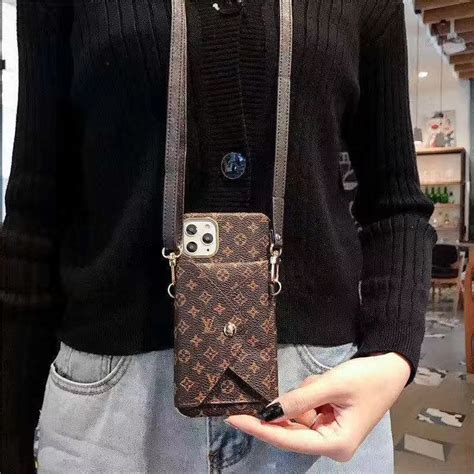 32 53 strap lv crossbody leather case for iphone 11 pro max brown iphone leather case