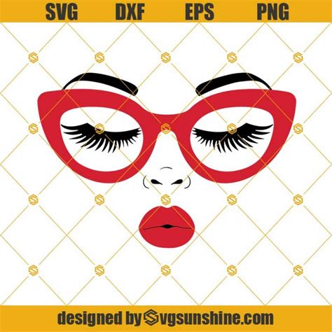 Girl In Glasses Svg Girl With Lashes Svg Girl Face Cut File Woman