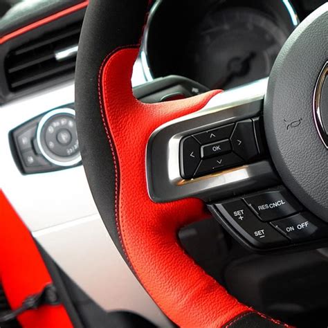 Loncky Auto Custom Fit Oem Black Red Leather Black Suede Steering Wheel