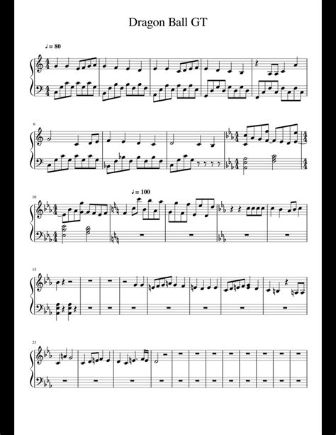 Play along with guitar, ukulele, or piano with interactive chords and diagrams. Dragon Ball GT sheet music for Piano download free in PDF ...