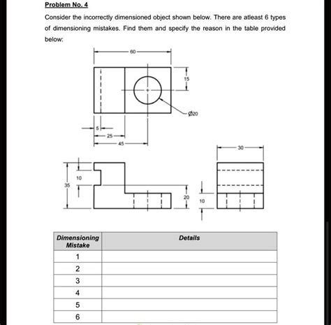 Solved Problem No 4 Consider The Incorrectly Dimensioned Object Shown