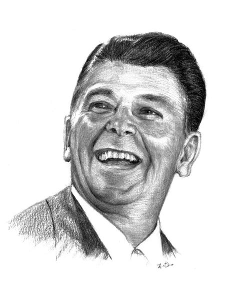 U S President Ronald Reagan Drawing By Lou Ortiz Fine Art America