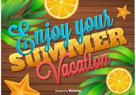Enjoy Summer Vacations Wooden Background 92380 Vector Art At Vecteezy
