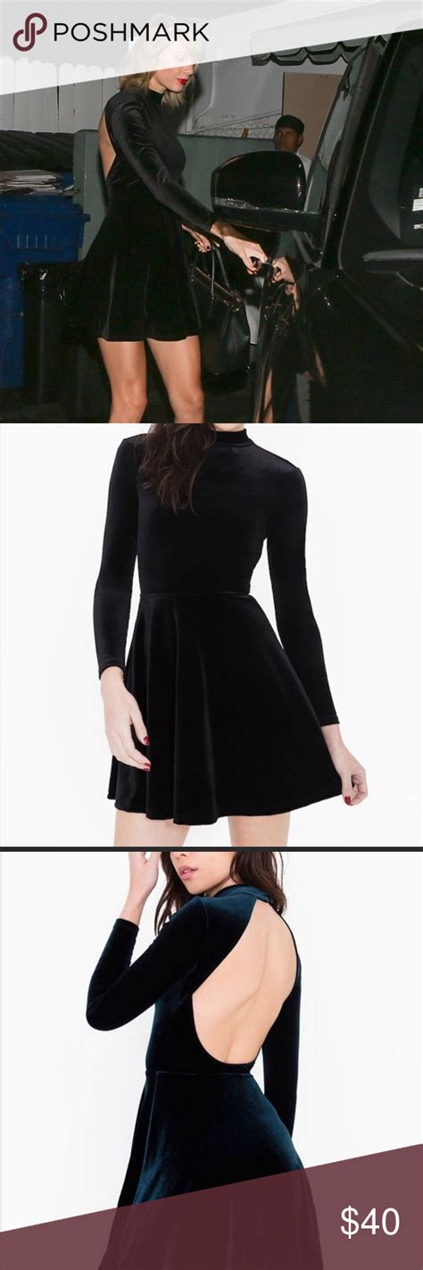 Download American Apparel Backless Velvet Skater Dress Black mock ...