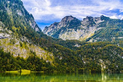 Koenigssee Lake With Alp Mountains Konigsee Berchtesgaden National