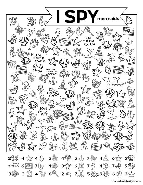 free printable i spy mermaids activity paper trail design in 2020