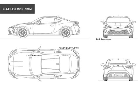 Toyota Gt86 Autocad Drawing Download 2d Car Model