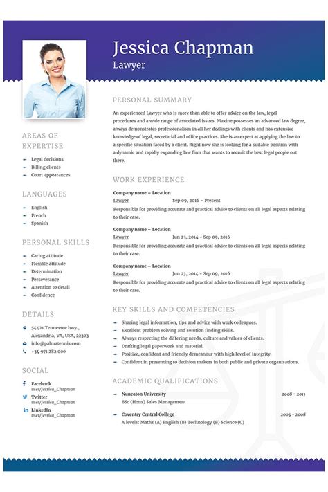 Create the perfect resume for your job search! Jessica Chapman - Lawyer CV Resume Template #64868