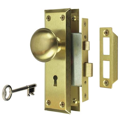 Defiant 2 In Satin Brass Victorian Door Knob Mortise Lock Set 70422