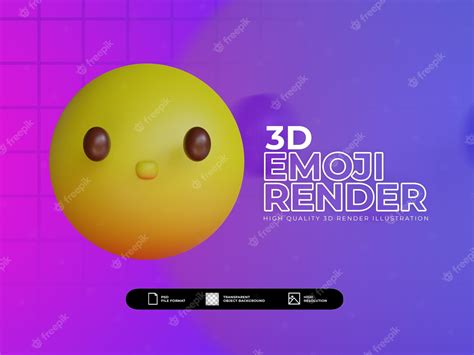 Premium Psd 3d Render Cute Blank Face Expression Emoji