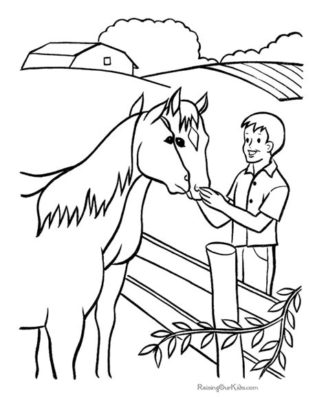 Horse Coloring Page On The Farm