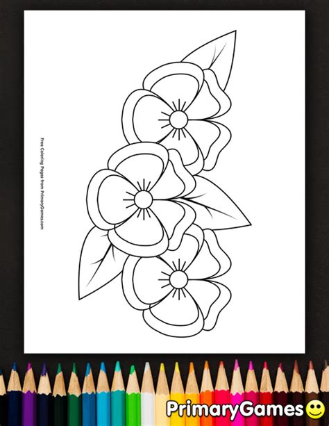 Download Pansies Coloring Page • FREE Printable eBook | Spring ...