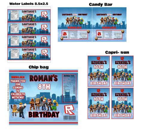 Roblox Birthday Party Theme Digital Files Only Roblox Labels You