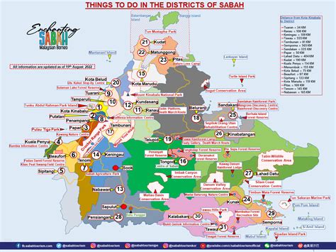 Sabah Map Things To Do In The Districts Of Sabah Sabah North Borneo