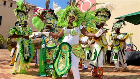Junkanoo Performers Dressed In Traditional Costumes At A Festival In Freeport Bahamas Stock