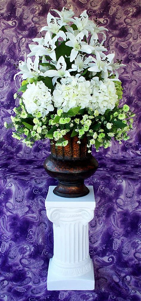 Diy purple flowers and greenery wedding altar decor. Silk wedding church altar flowers arrangement decorations ...