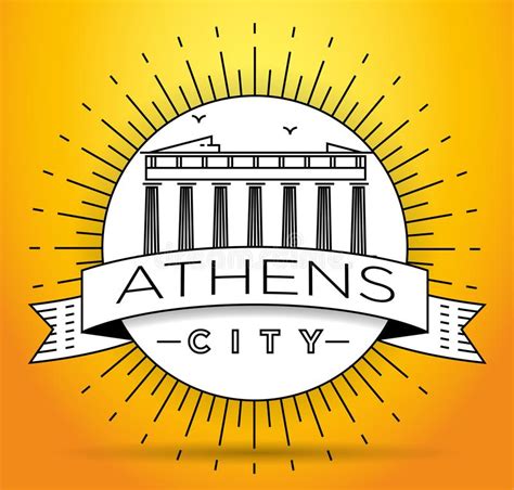 Minimaler Vector Athens City Linear Skyline Mit Typografischem Design