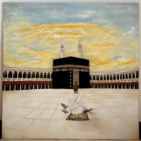 Kaaba Painting Masjid Al Haram Hajj Painting Islamic Painting Man