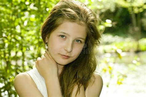 Cute Young Girl In Park Stock Photo Image Of Female Dark 7251014