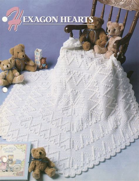 Hexagon Hearts Baby Afghan Crochet Pattern Infant Blanket Throw Annies