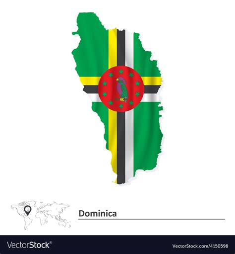 Map Of Dominica With Flag Royalty Free Vector Image